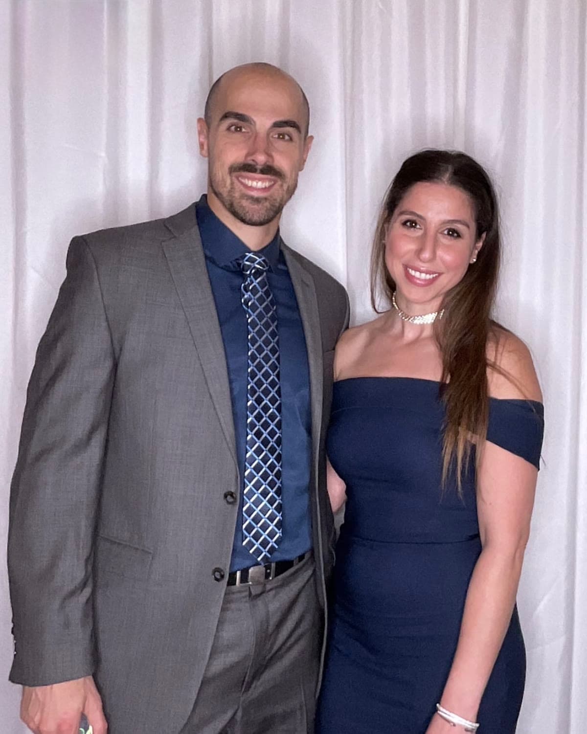 Angela and Peter dressed up for an evening out, photographed together